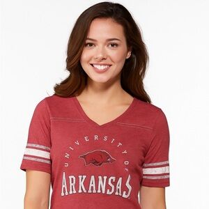 Russell University of Arkansas Womens Jersey Tee Size Medium Hogs Razorbacks